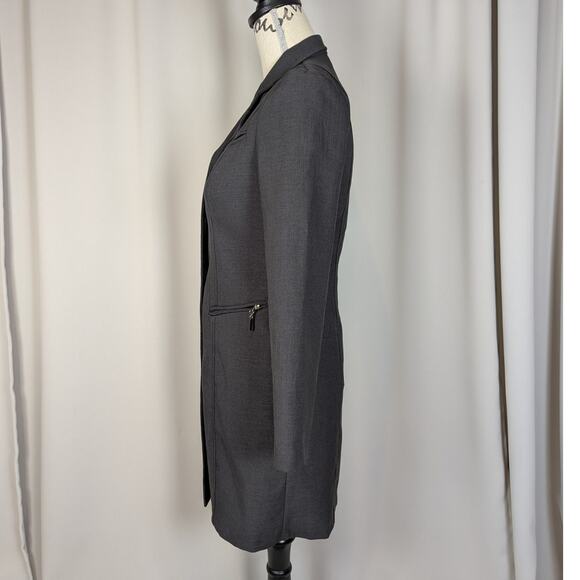 Vintage 90s CDC Petites Longline Blazer Gray Size 4 Career Coat - Picture 16 of 16